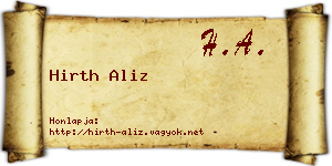 Hirth Aliz névjegykártya